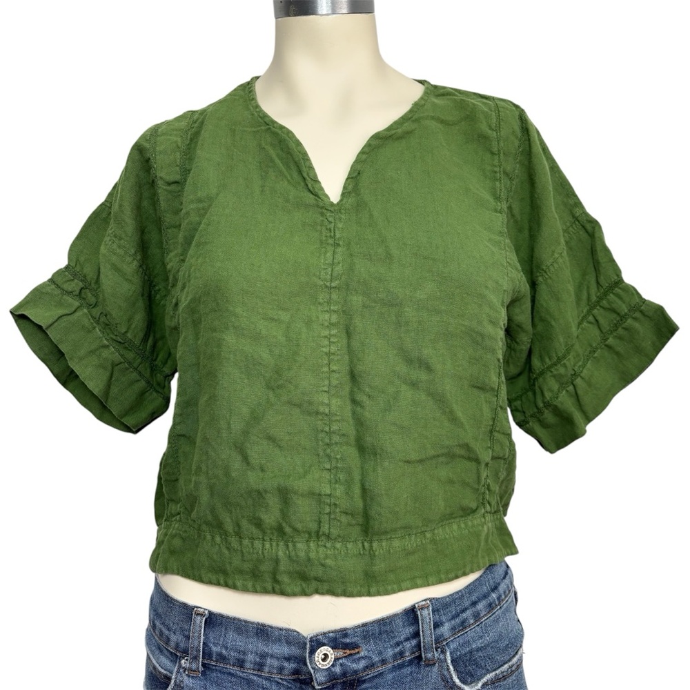 Zara green linen top